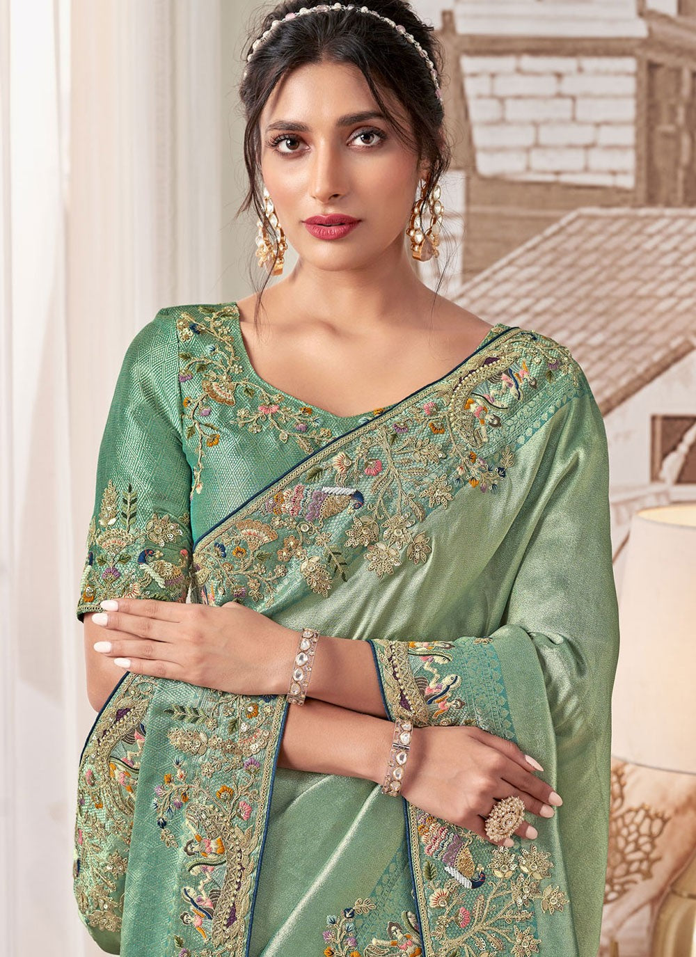 Classic Embroidered Viscose Saree - S8876