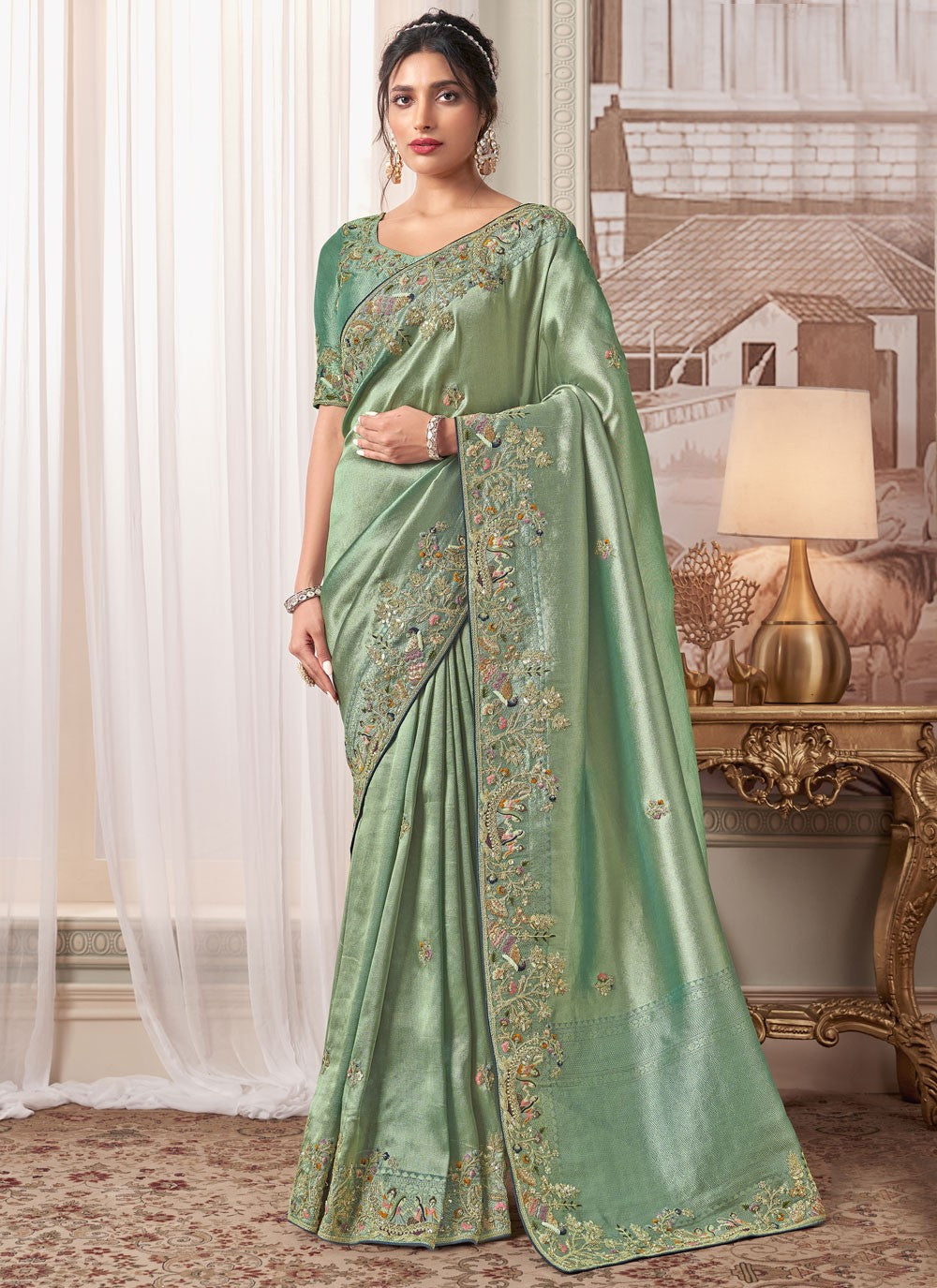 Classic Embroidered Viscose Saree - S8876