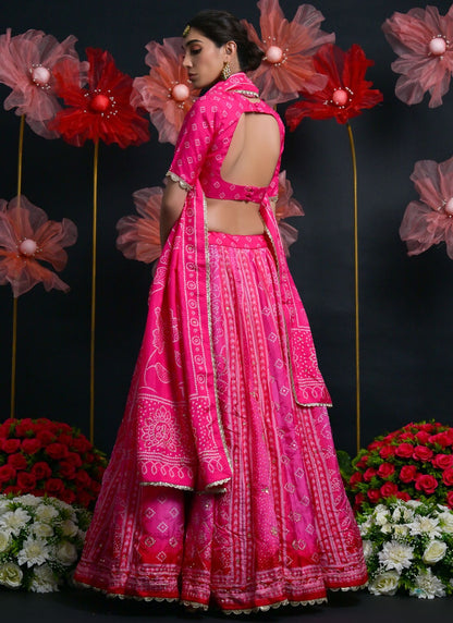 Border Work Viscose Pink Lehenga Choli L3446