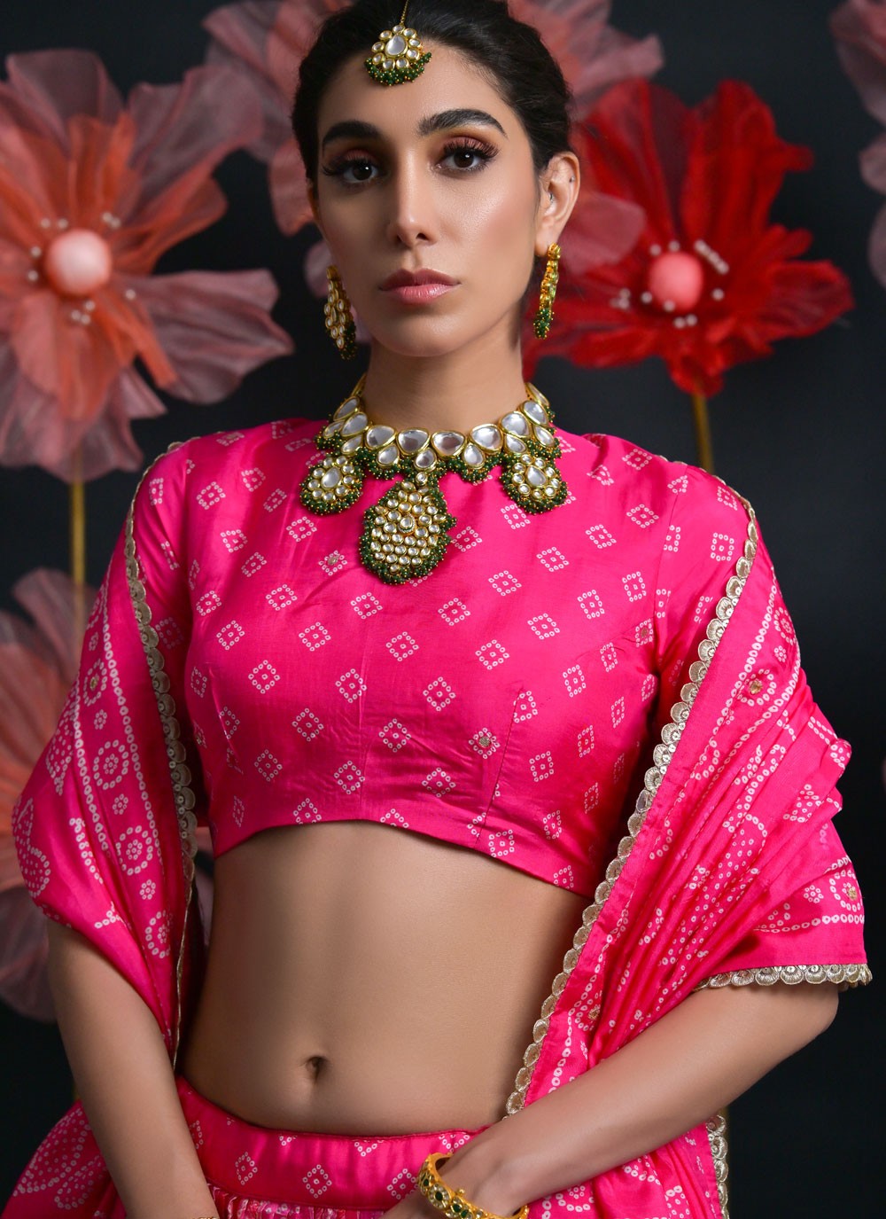 Border Work Viscose Pink Lehenga Choli L3446