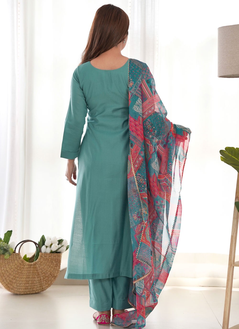 Pant Style Suit Plain Sea Green T7638