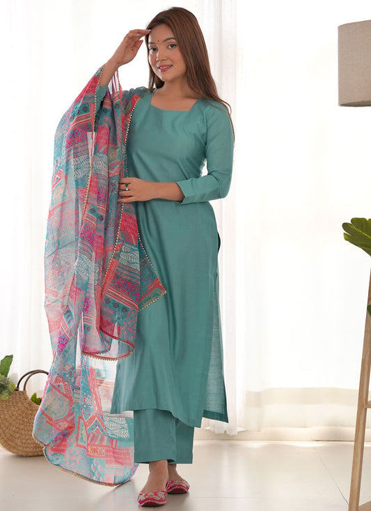 Pant Style Suit Plain Sea Green T7638
