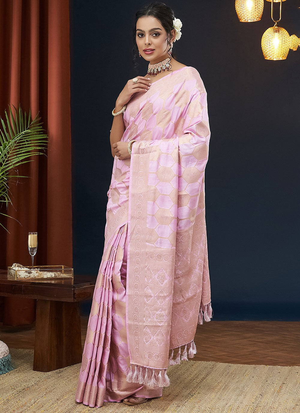 Contemporary Weaving Zari Viscose Saree - S8235
