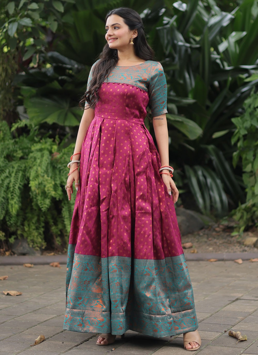 Banarasi Jacquard Gown - G1255