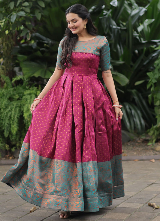 Banarasi Jacquard Gown - G1255