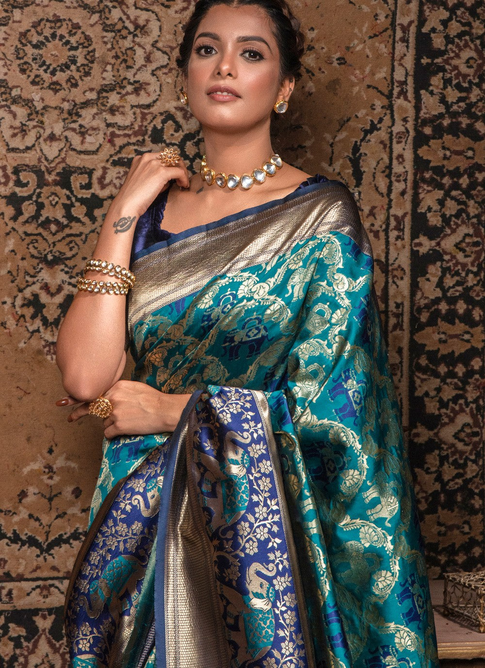 Classic Weaving Zari Banarasi Silk Saree - S3775
