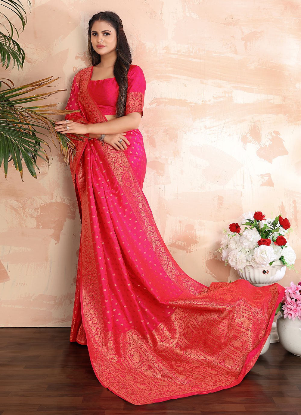 Trendy Border Work Banarasi Silk Saree - S2833