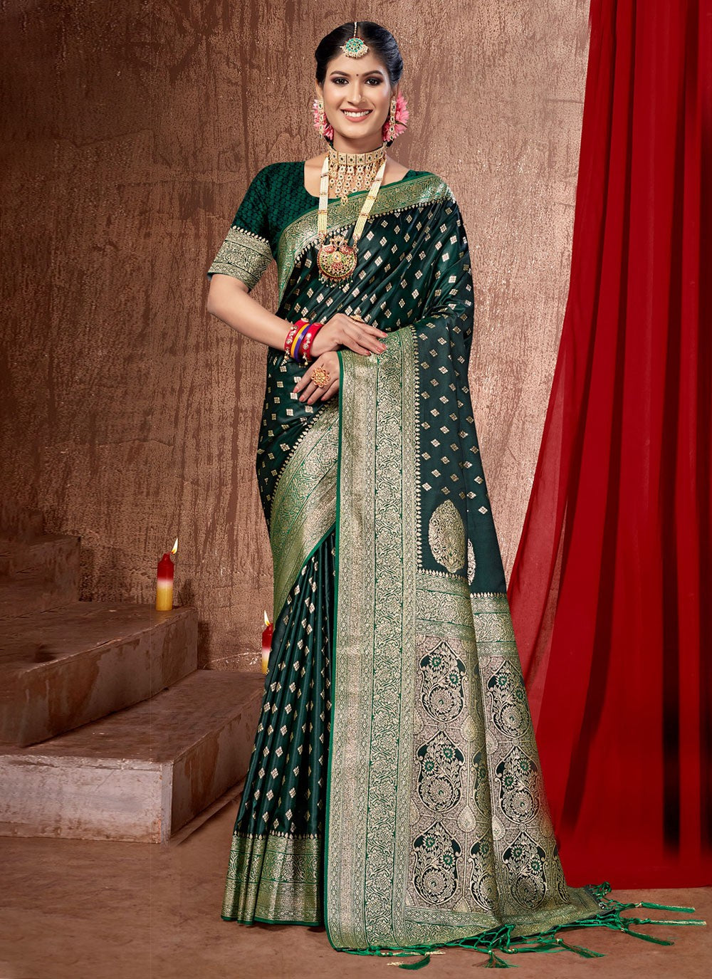 Traditional Weaving Zari Banarasi Silk Saree - S4164