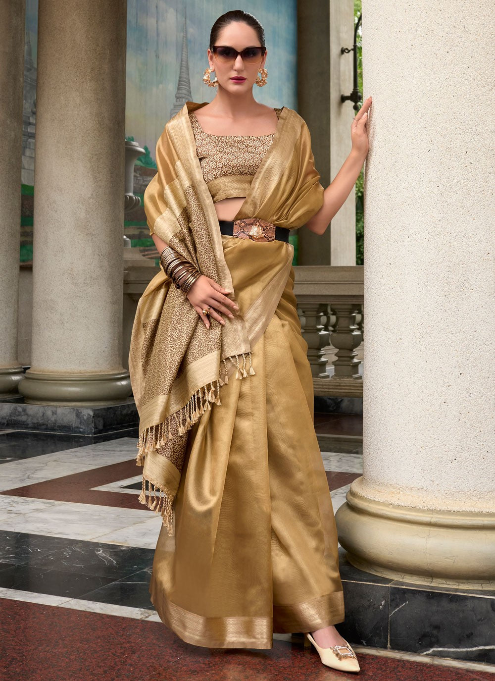Classic Weaving Zari Tissue Saree - S8004