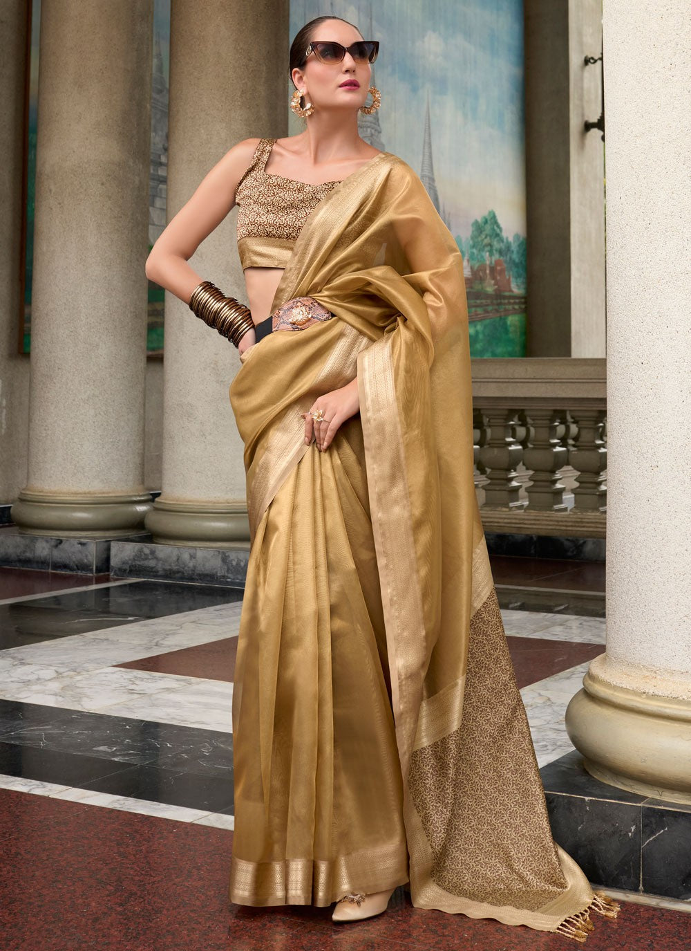 Classic Weaving Zari Tissue Saree - S8004