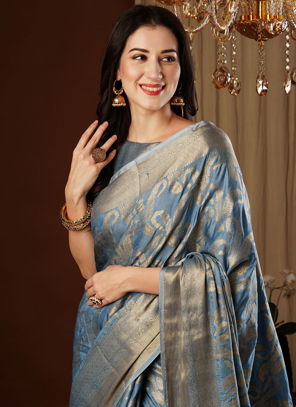 Contemporary Weaving Zari Viscose Saree - S8235