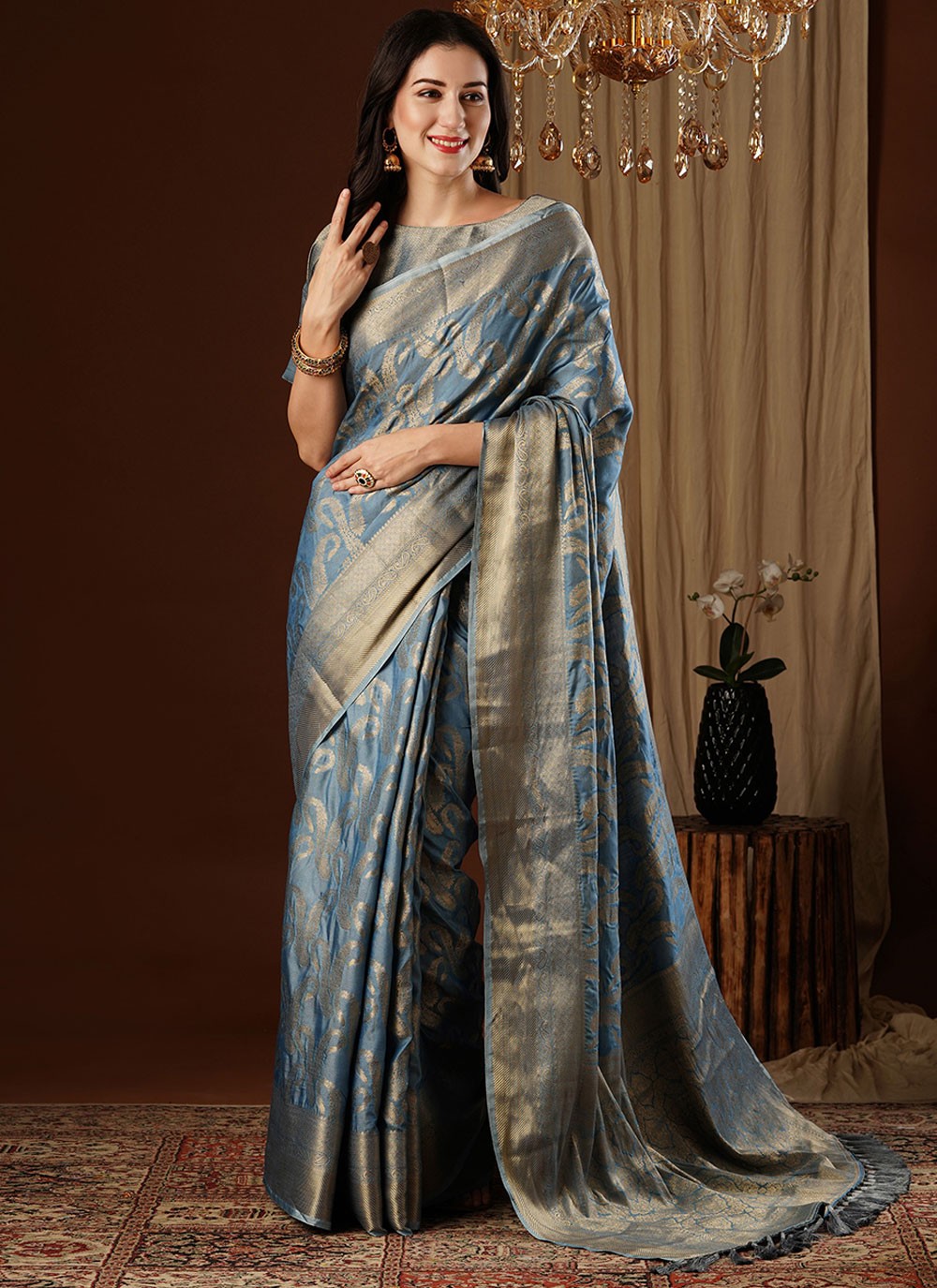 Contemporary Weaving Zari Viscose Saree - S8235