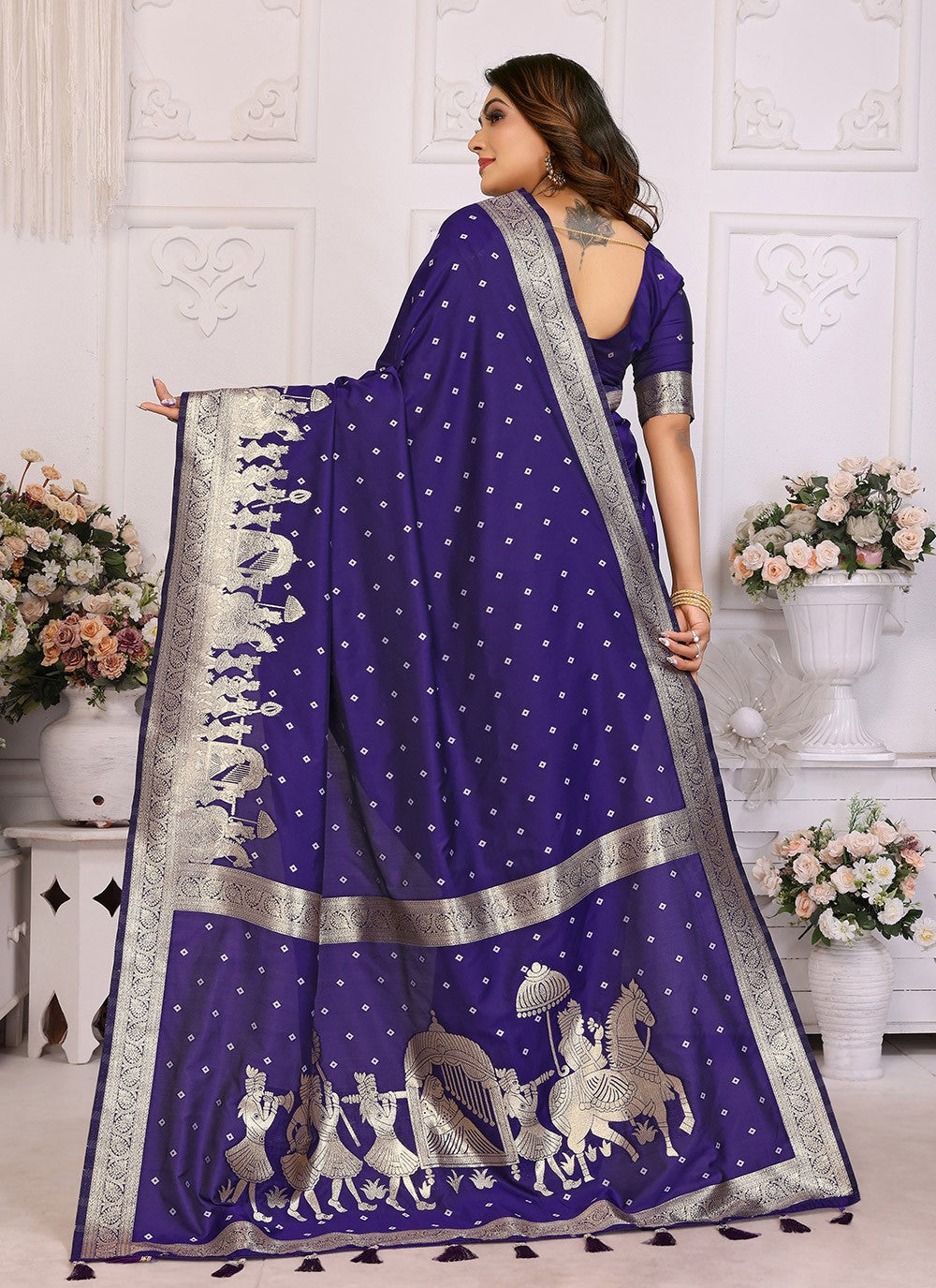 Weaving Zari Silk Blue Saree S14716