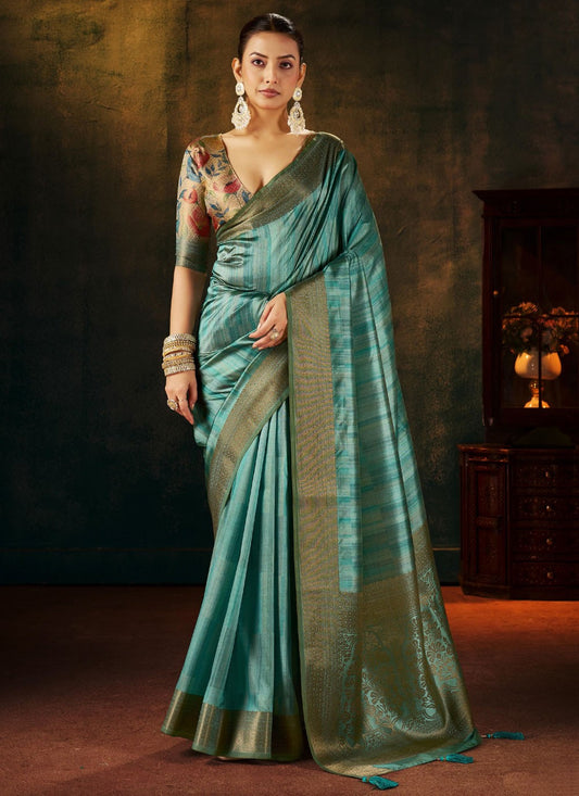 Blue Silk Trendy Saree Weaving Zari S19259