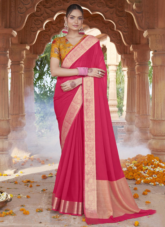 Pink Silk Contemporary Saree Weaving Zari S20431