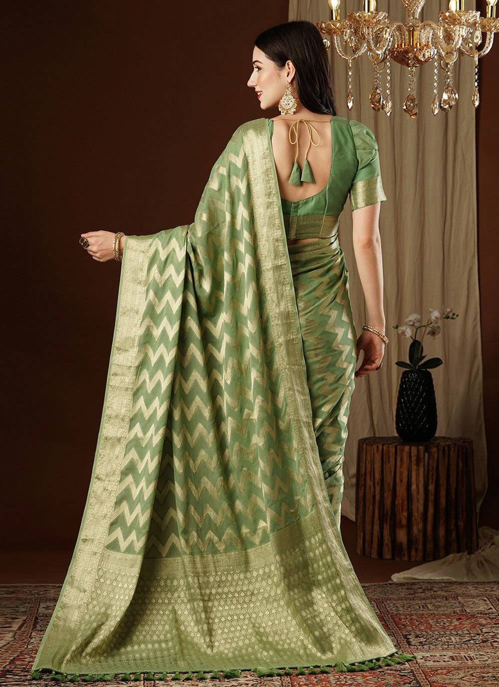 Classic Weaving Zari Pure Georgette Saree - S7628