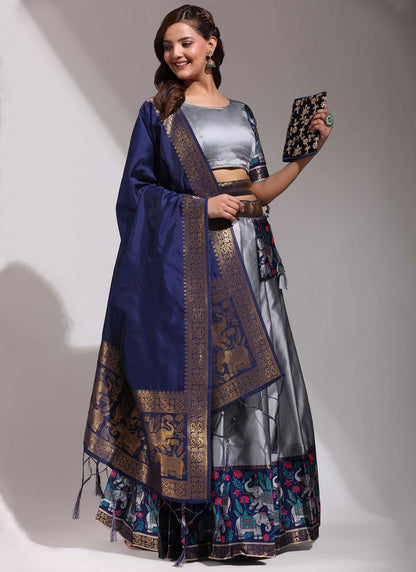 Weaving Zari Silk A - Line Lehenga - L2468