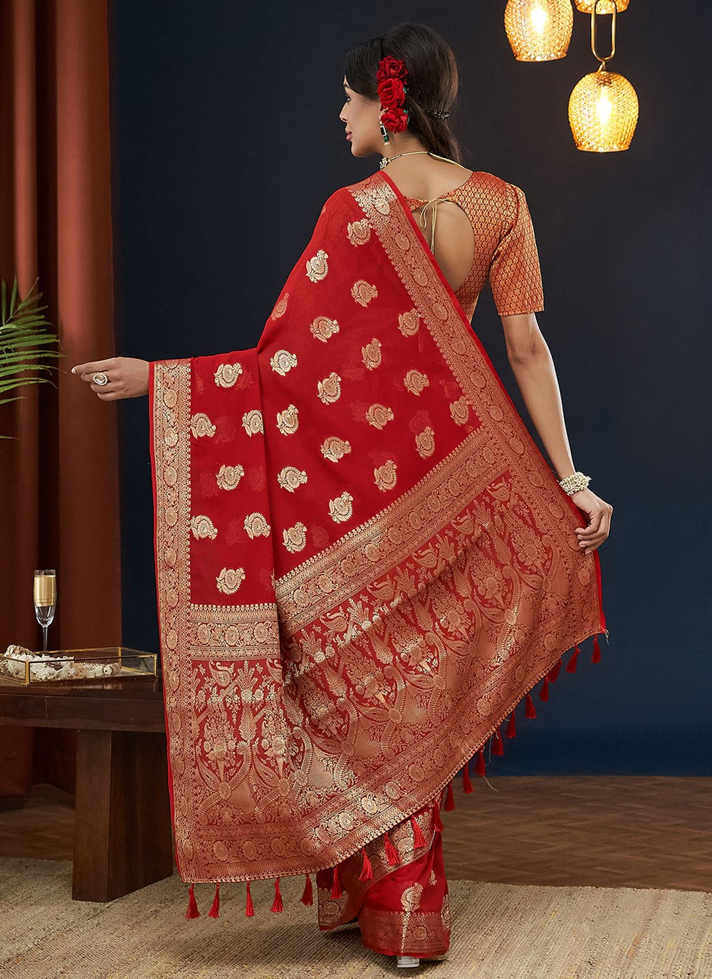 Classic Weaving Zari Georgette Saree - S7862