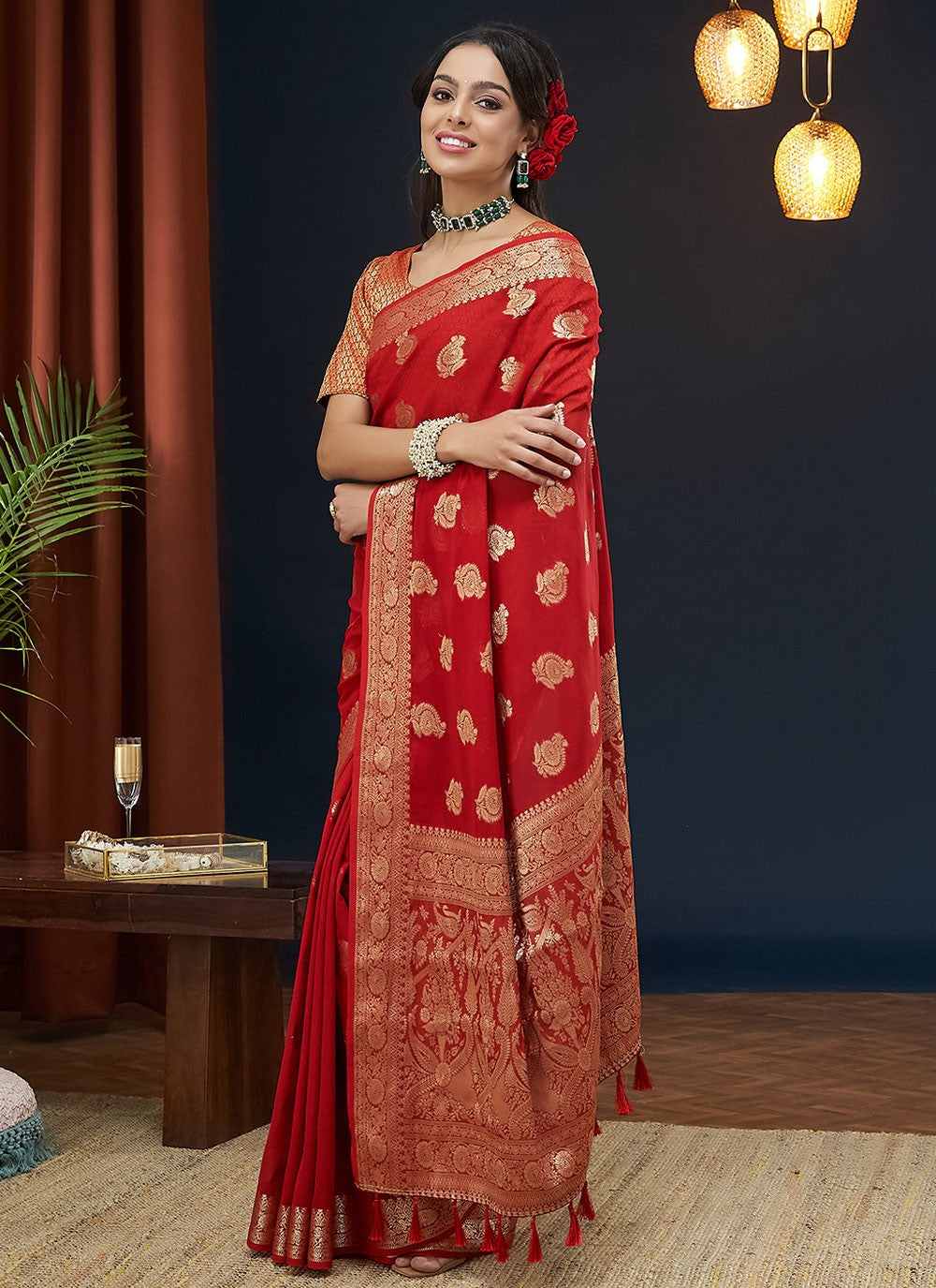 Classic Weaving Zari Georgette Saree - S7862