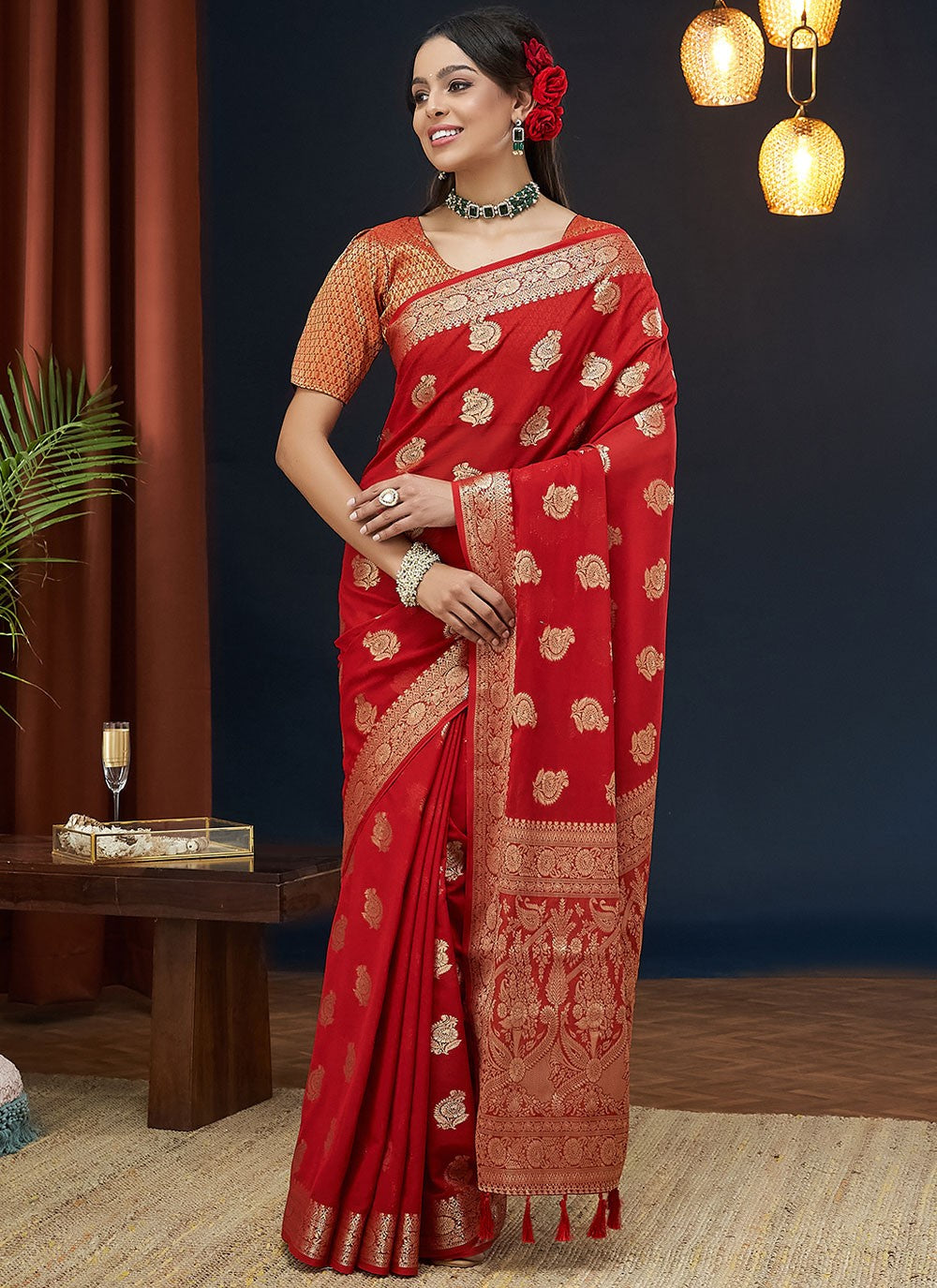Classic Weaving Zari Georgette Saree - S7862