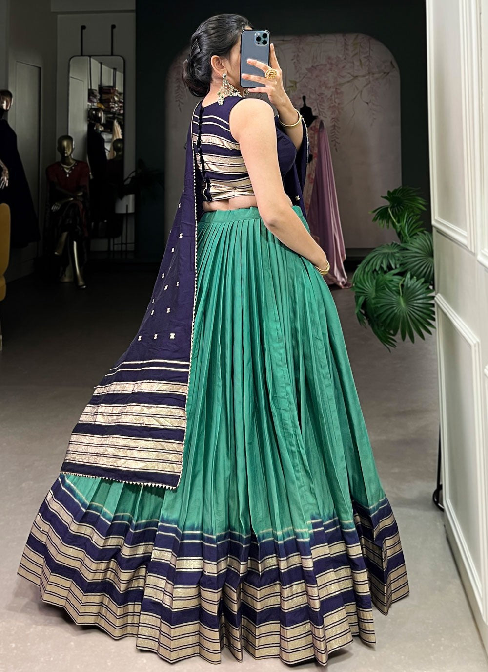 Chanderi Ceremonial, Festival, Mehandi & Sangeet A - Line Lehenga L3626