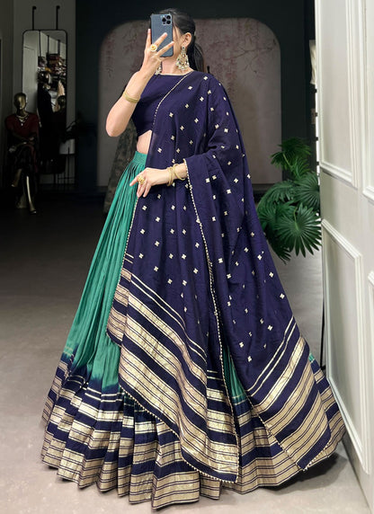 Chanderi Ceremonial, Festival, Mehandi & Sangeet A - Line Lehenga L3626