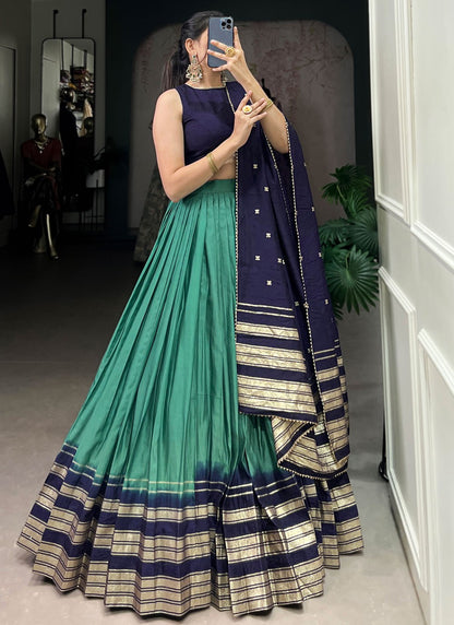 Chanderi Ceremonial, Festival, Mehandi & Sangeet A - Line Lehenga L3626