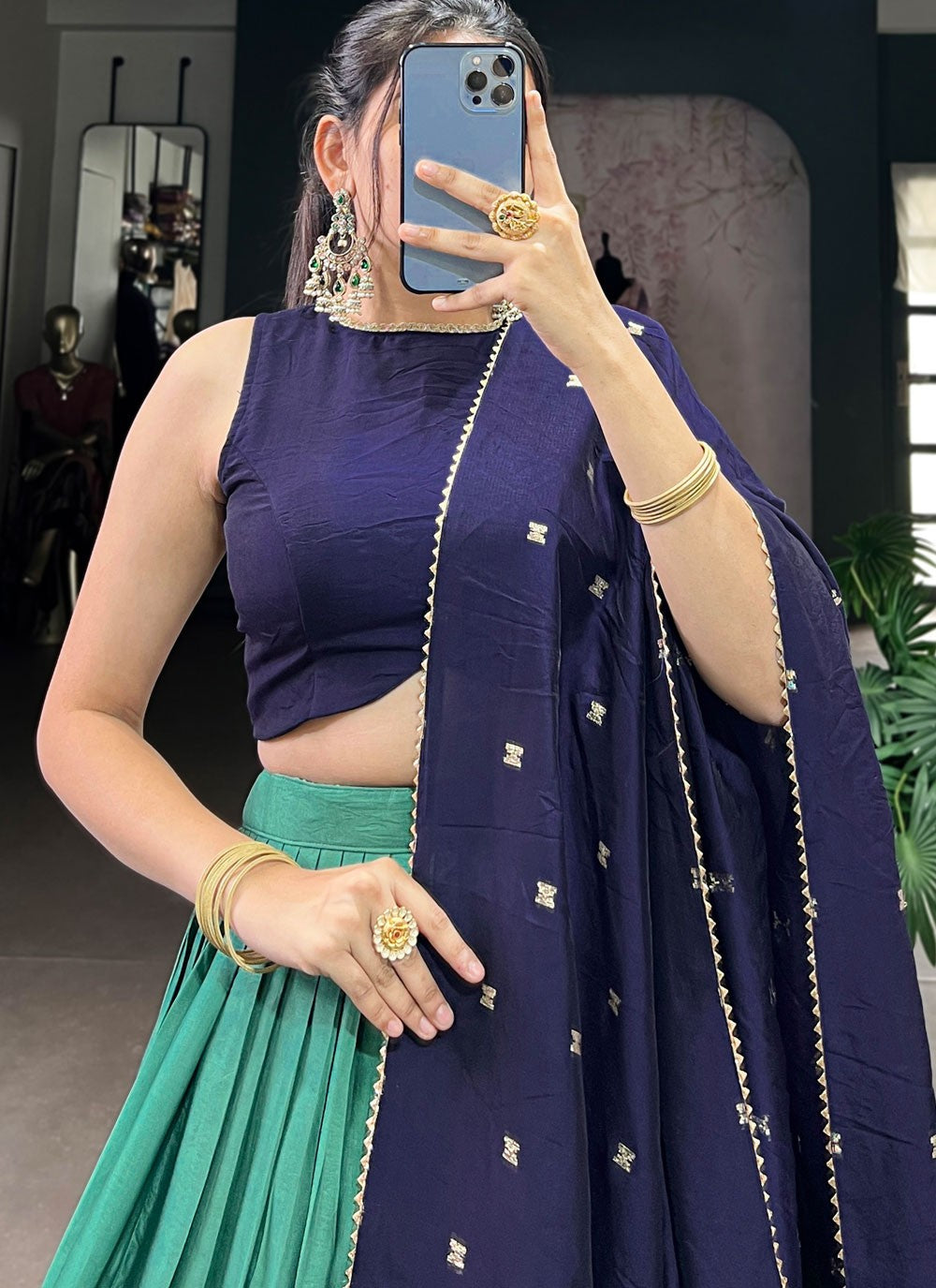 Chanderi Ceremonial, Festival, Mehandi & Sangeet A - Line Lehenga L3626