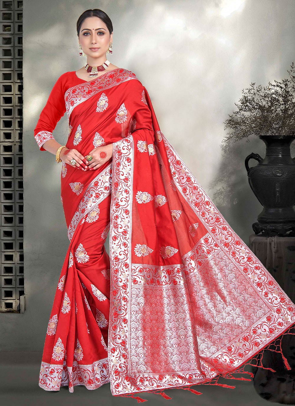 Saree Weaving Zari Art Silk, Kanjivaram Silk Saree - S2579