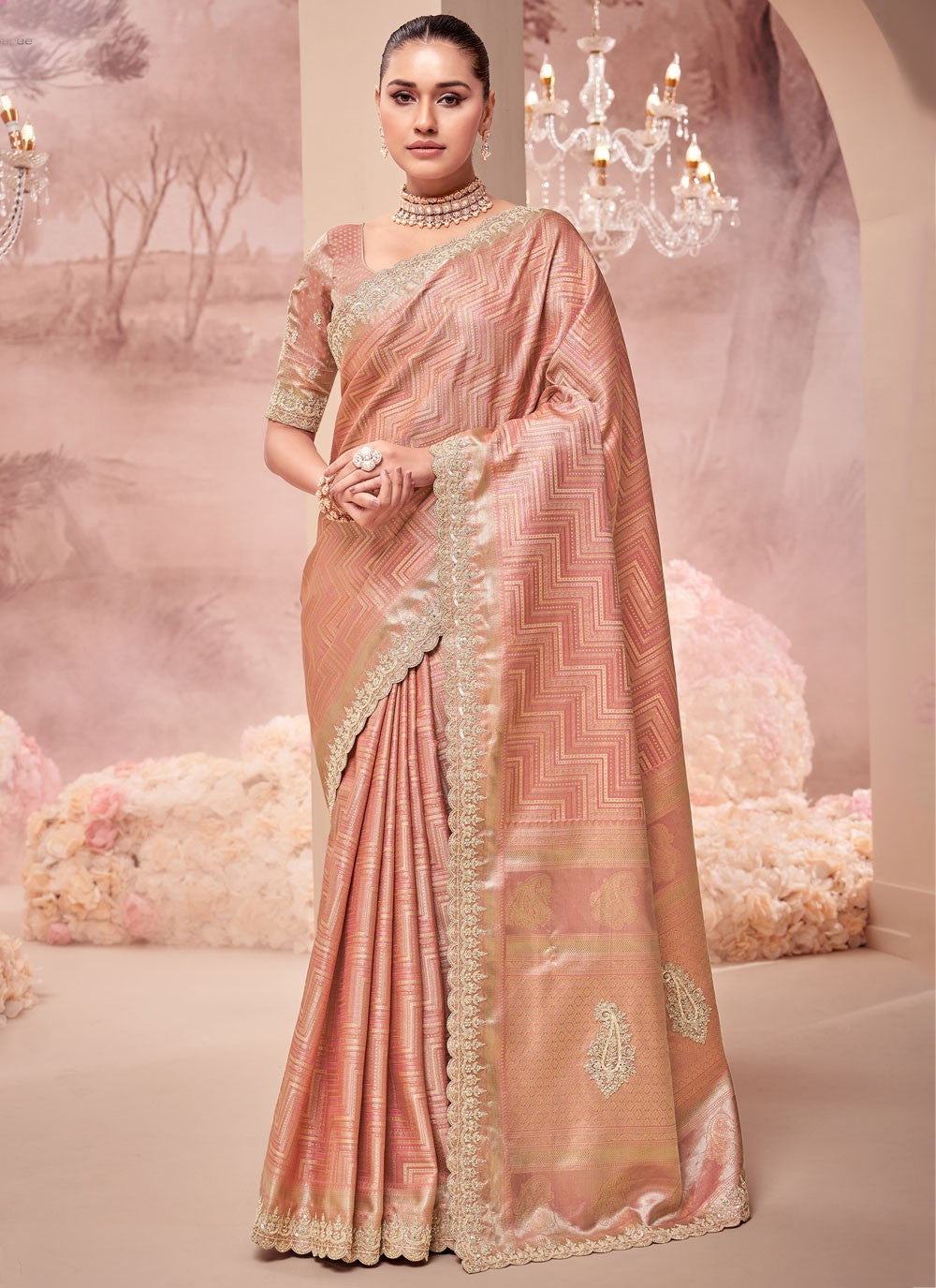 Classic Embroidered Viscose Saree - S8876