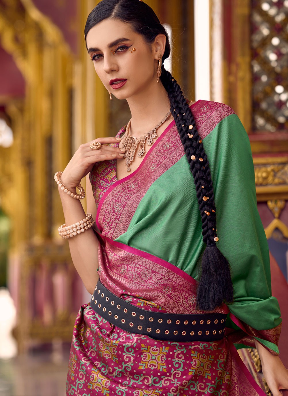 Green Silk Classic Saree Weaving Zari, Zari S16154