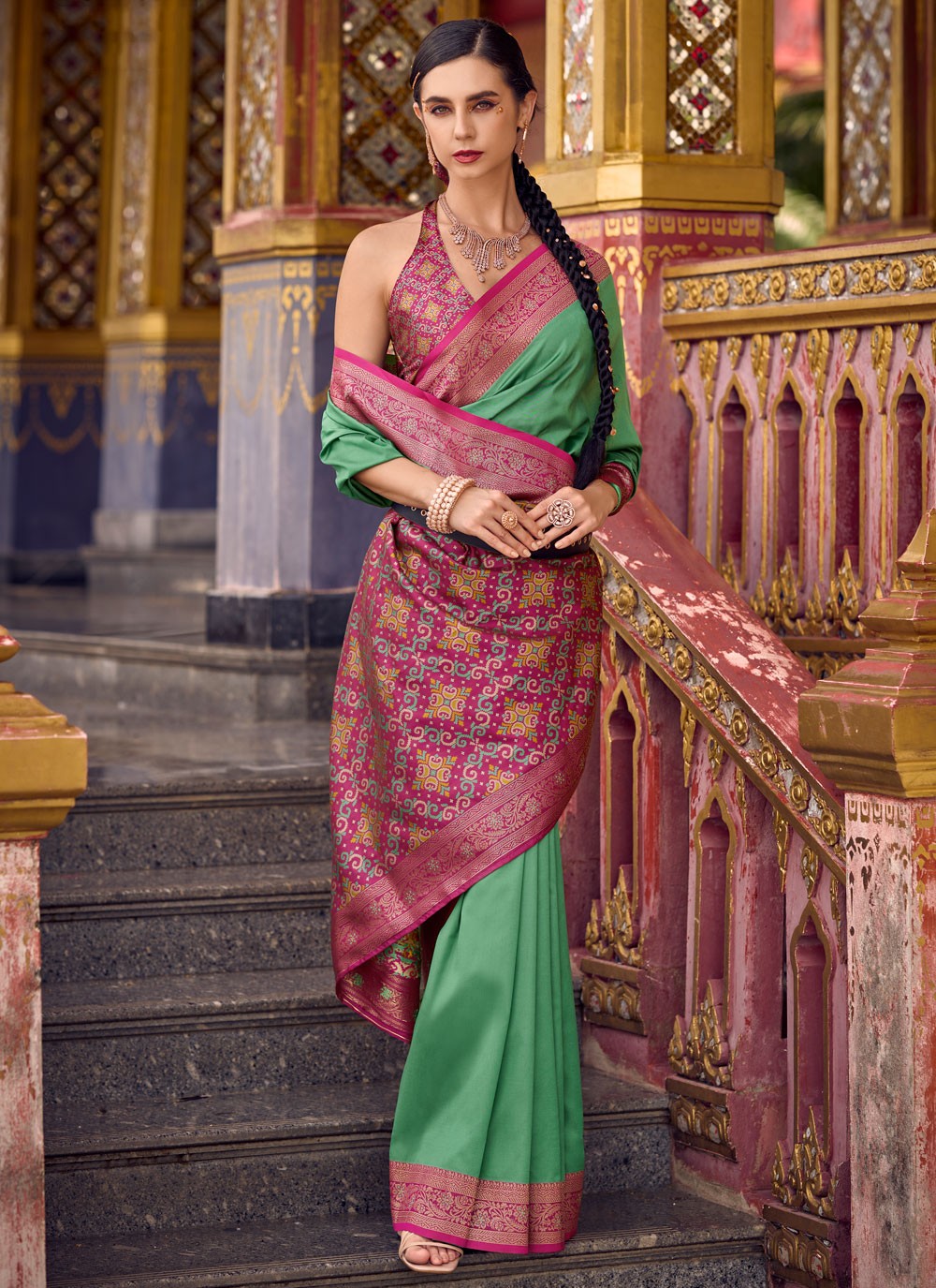 Green Silk Classic Saree Weaving Zari, Zari S16154