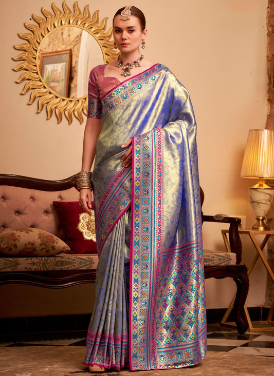 Violet Silk Classic Saree Weaving Zari, Zari S17792