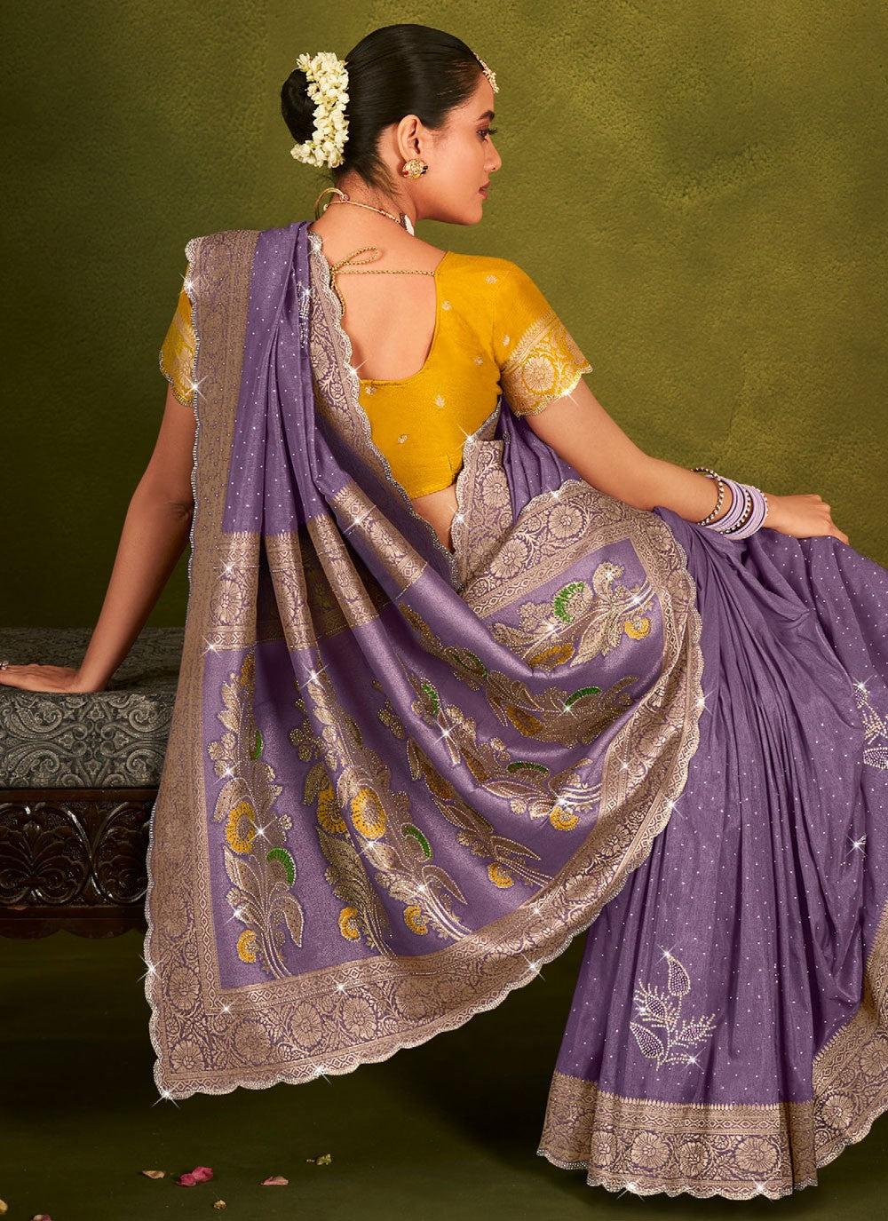 Lavender Silk Classic Saree Weaving Zari S19706