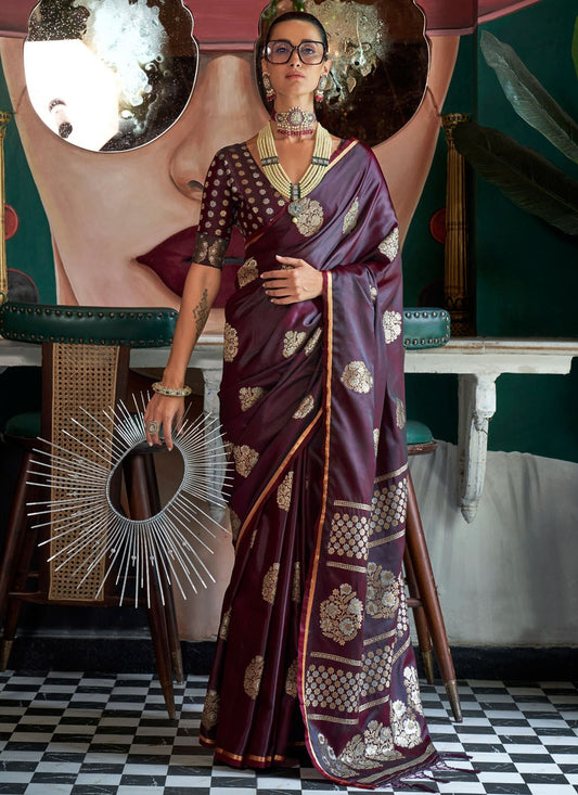 Contemporary Weaving Zari Satin Silk Saree - S7312