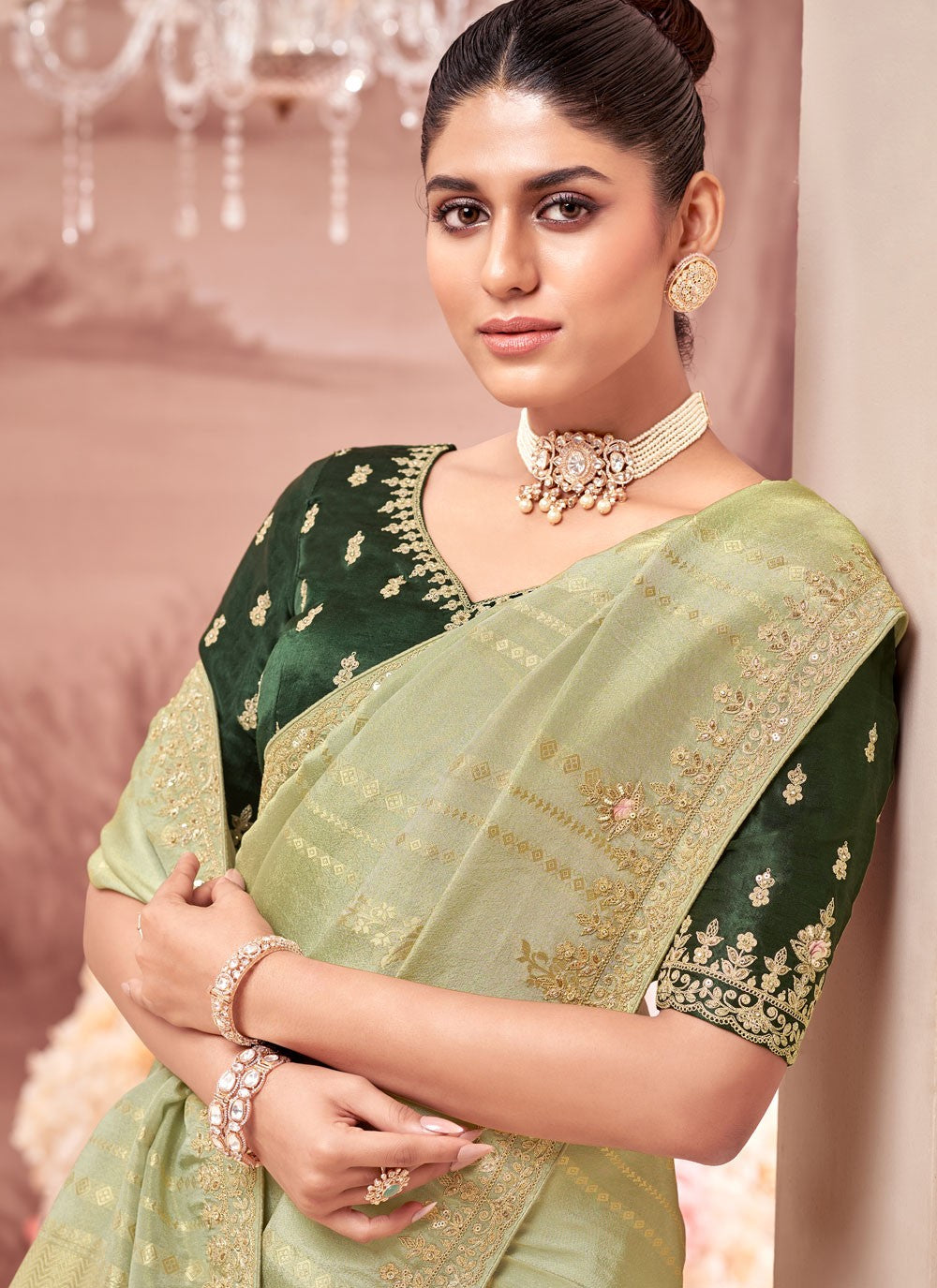 Classic Embroidered Viscose Saree - S8876