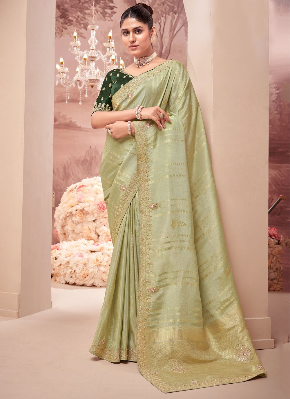 Classic Embroidered Viscose Saree - S8876