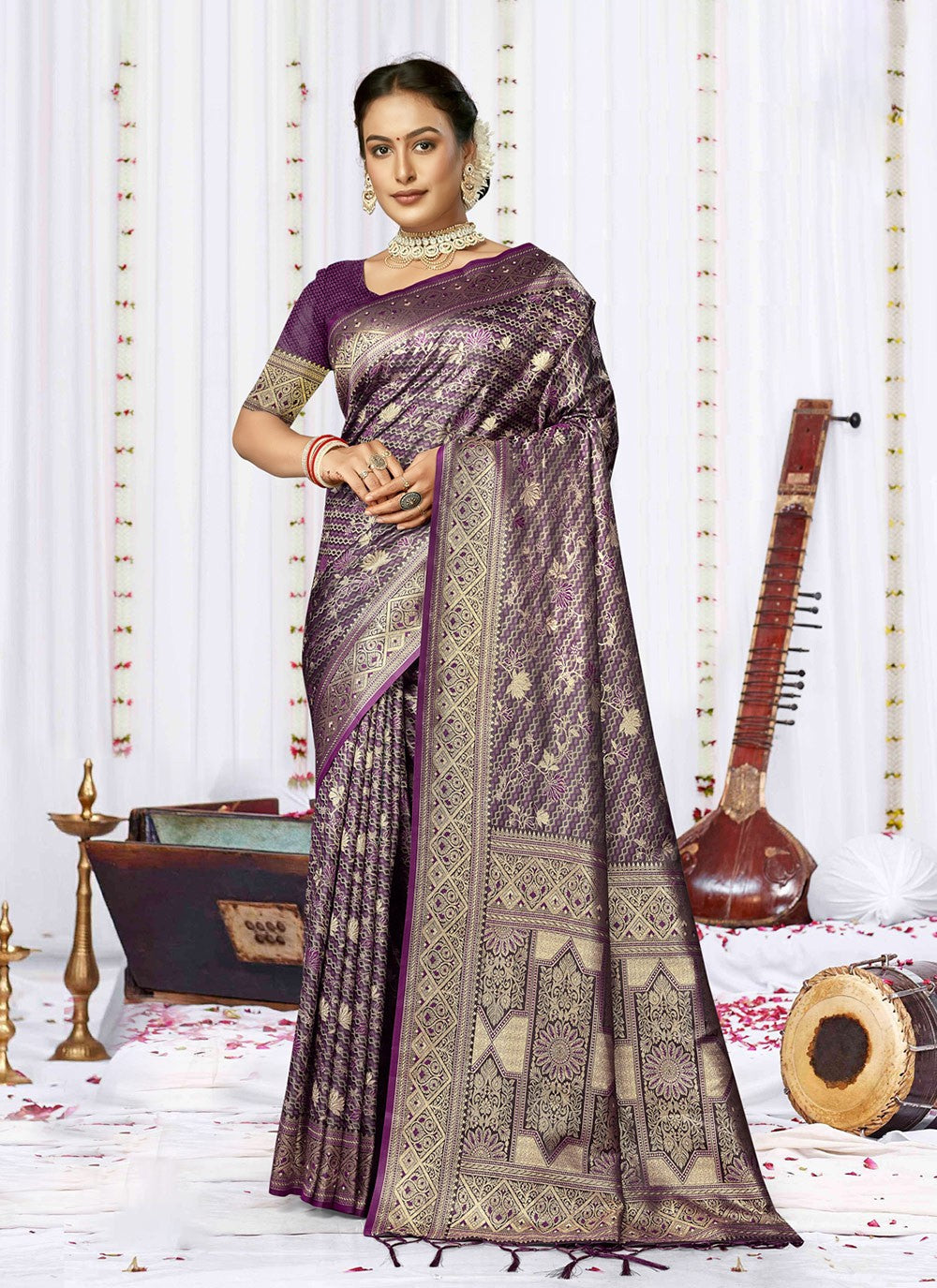 Traditional Weaving Zari Satin Silk Saree - S7978