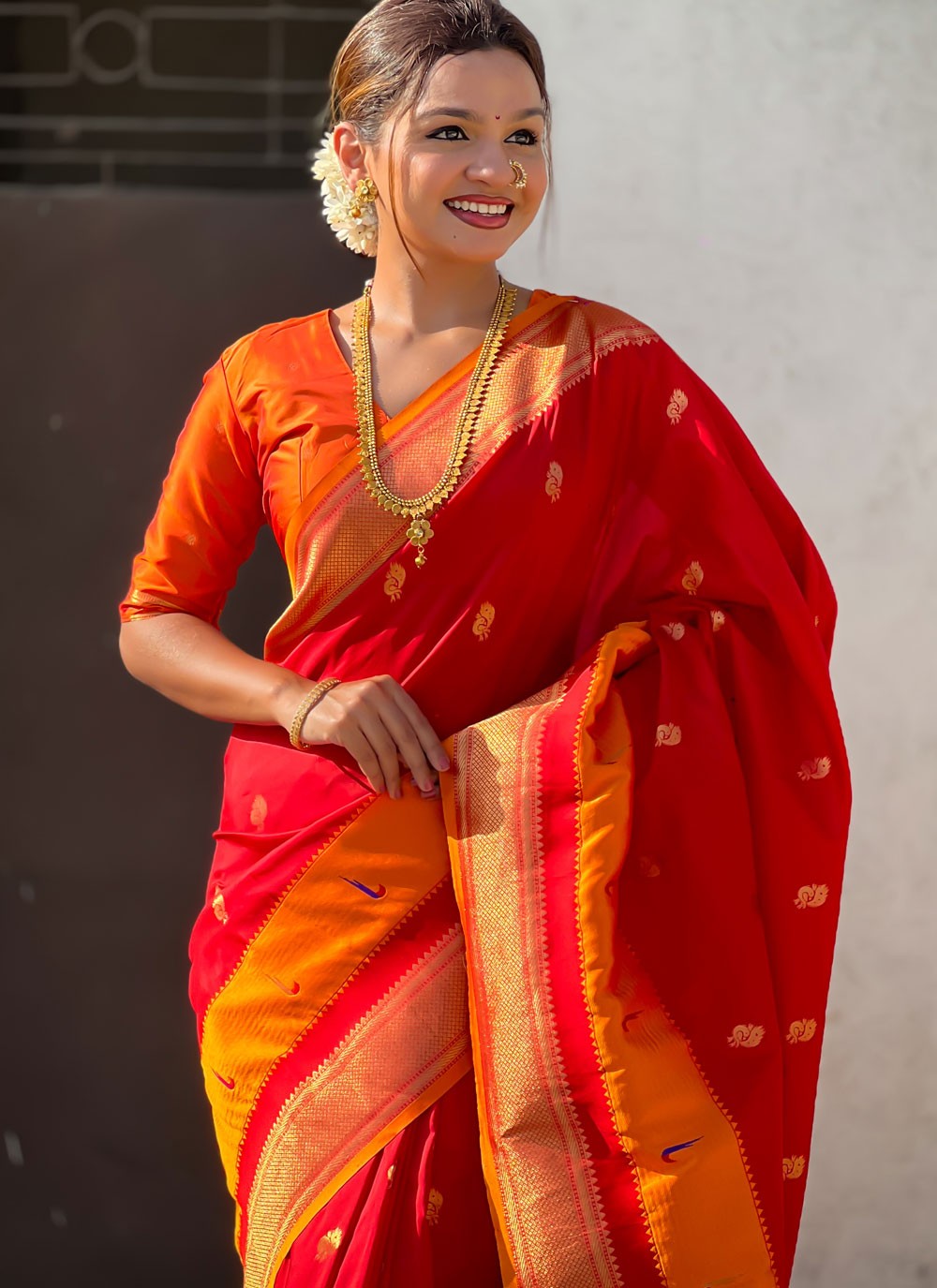 Hot Pink Silk Contemporary Saree Weaving Zari S15774
