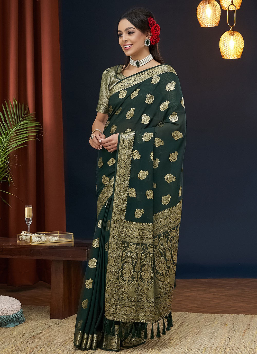 Classic Weaving Zari Georgette Saree - S7862