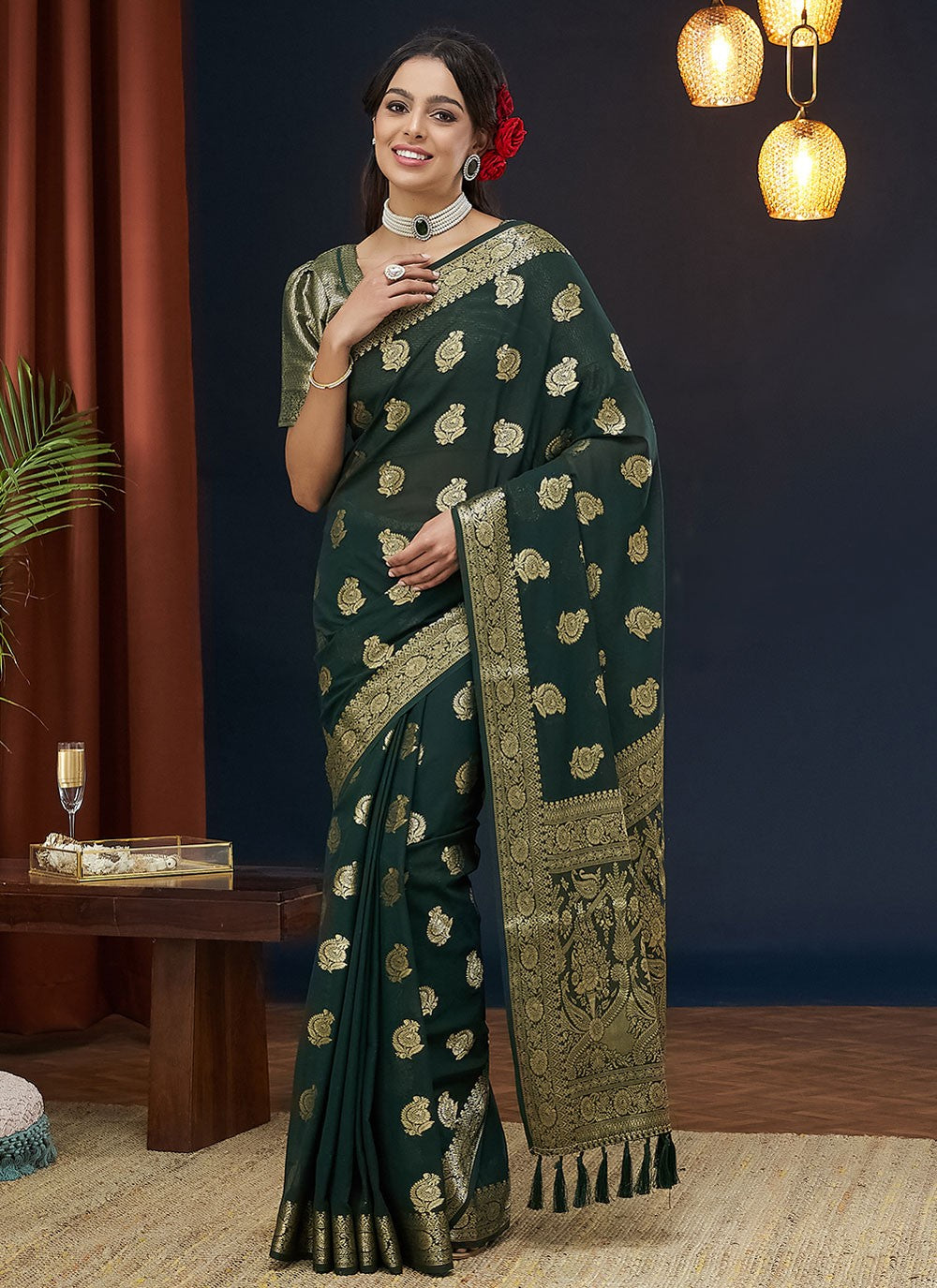 Classic Weaving Zari Georgette Saree - S7862