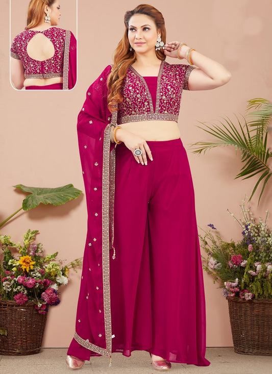 Salwar Suit Weaving Zari Maroon Georgette T5237