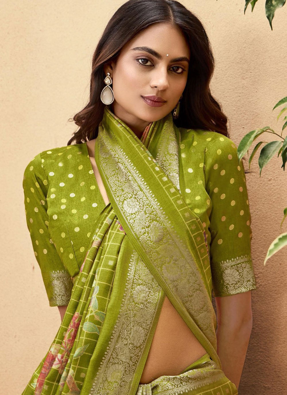 Green Silk Classic Saree Printed, Weaving Zari S16295