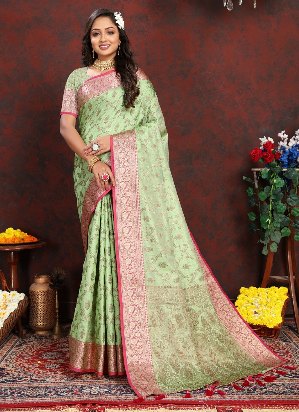 Trendy Weaving Zari Katan Silk Saree - S5342