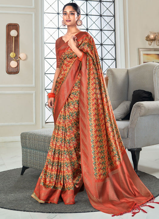 Weaving Zari Handloom Silk Crimson Saree S14246