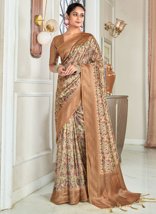 Weaving Zari Handloom Silk Brown Saree S14243