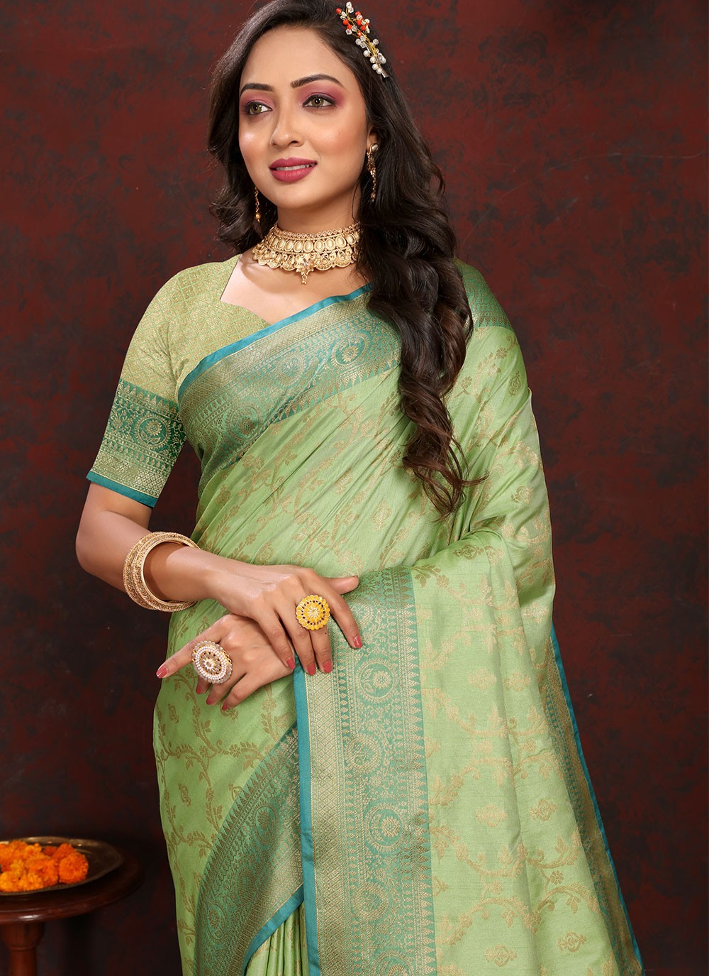 Classic Weaving Zari Katan Silk Saree - S6184