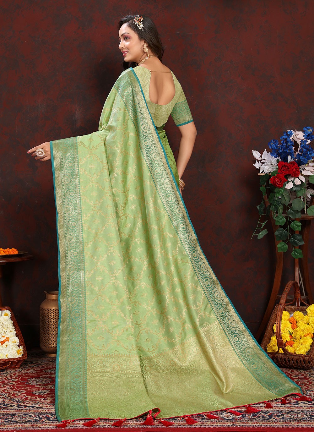 Classic Weaving Zari Katan Silk Saree - S6184