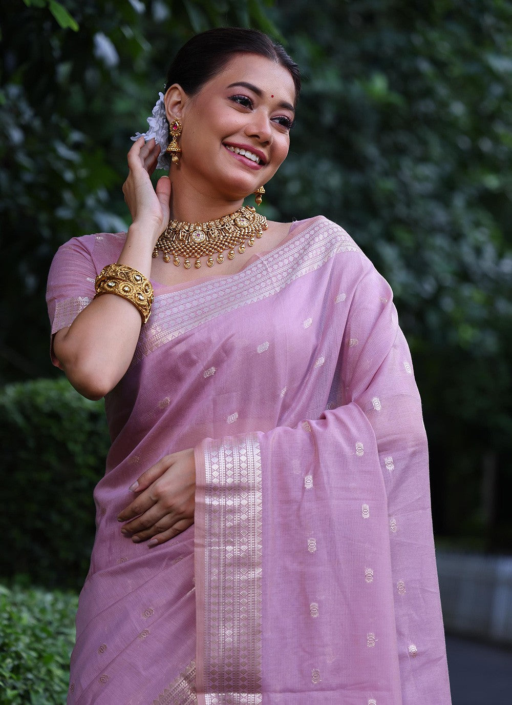 Weaving Zari Silk Lavender Saree S14316