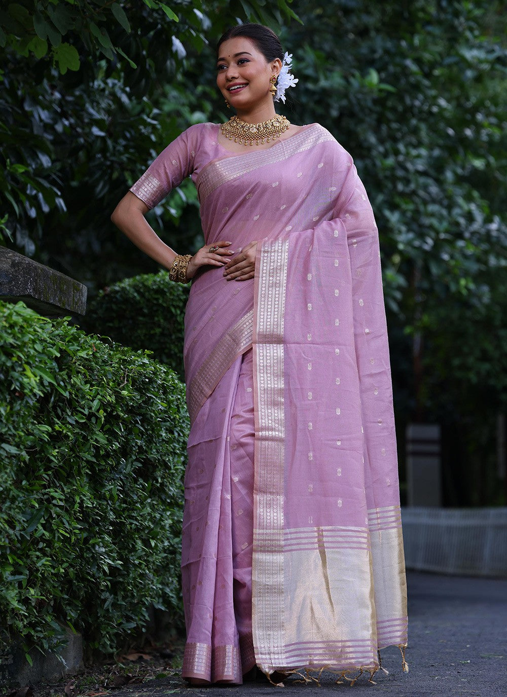 Weaving Zari Silk Lavender Saree S14316
